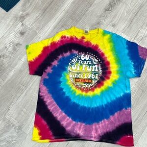 TIE DYE RAINBOW T-SHIRT - XLarge // Retro Colorful Tee Shirt